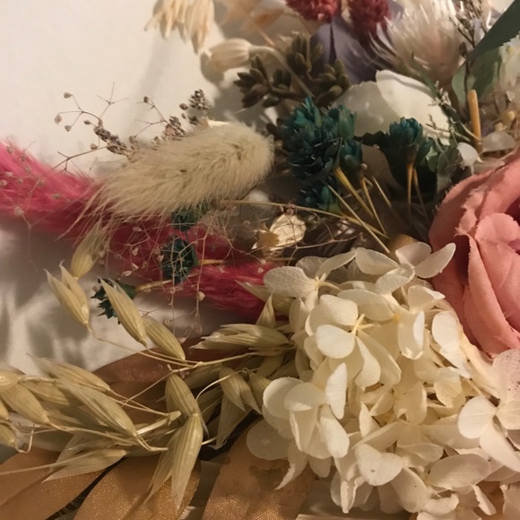 Hand Crafted Angel Wings Metal w/ Dried Custom Floral Arrangement Rose Final… - Picture 4 of 4